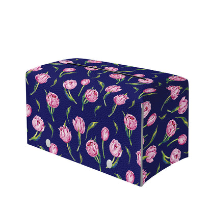 Pink Watercolor Tulip Flower Print Leather Tissue Box Cover