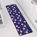Pink Watercolor Tulip Flower Print Long Kitchen Mat