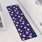 Pink Watercolor Tulip Flower Print Long Kitchen Mat