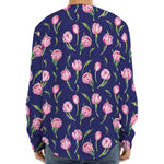 Pink Watercolor Tulip Flower Print Long Sleeve Baseball Jersey