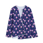 Pink Watercolor Tulip Flower Print Long Sleeve Short Coat