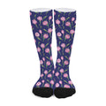 Pink Watercolor Tulip Flower Print Long Socks
