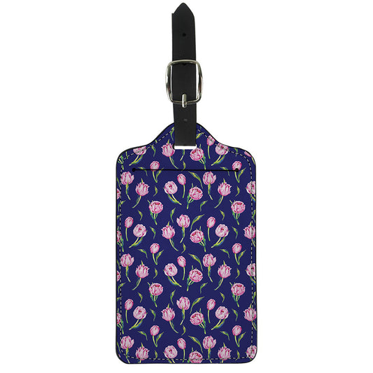 Pink Watercolor Tulip Flower Print Luggage Tag