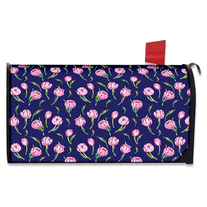 Pink Watercolor Tulip Flower Print Mailbox Cover
