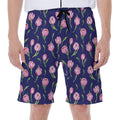 Pink Watercolor Tulip Flower Print Men's Beach Shorts