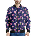 Pink Watercolor Tulip Flower Print Men's Bomber Jacket
