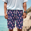 Pink Watercolor Tulip Flower Print Men's Cargo Shorts