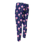 Pink Watercolor Tulip Flower Print Men's Compression Pants