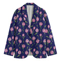 Pink Watercolor Tulip Flower Print Men's Cotton Blazer