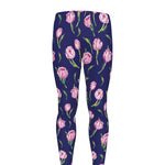 Pink Watercolor Tulip Flower Print Men's leggings