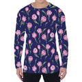 Pink Watercolor Tulip Flower Print Men's Long Sleeve T-Shirt