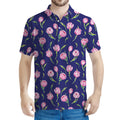 Pink Watercolor Tulip Flower Print Men's Polo Shirt