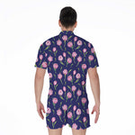 Pink Watercolor Tulip Flower Print Men's Rompers