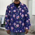 Pink Watercolor Tulip Flower Print Men's Shirt Jacket