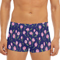 Pink Watercolor Tulip Flower Print Men's Short Boxer Briefs