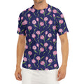 Pink Watercolor Tulip Flower Print Men's Short Sleeve Rash Guard