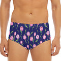 Pink Watercolor Tulip Flower Print Men's Triangle Swim Briefs