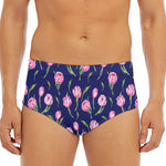 Pink Watercolor Tulip Flower Print Men's Triangle Swim Briefs