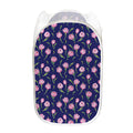 Pink Watercolor Tulip Flower Print Mesh Laundry Hamper