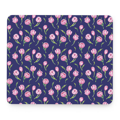 Pink Watercolor Tulip Flower Print Mouse Pad