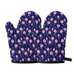 Pink Watercolor Tulip Flower Print Oven Mitts