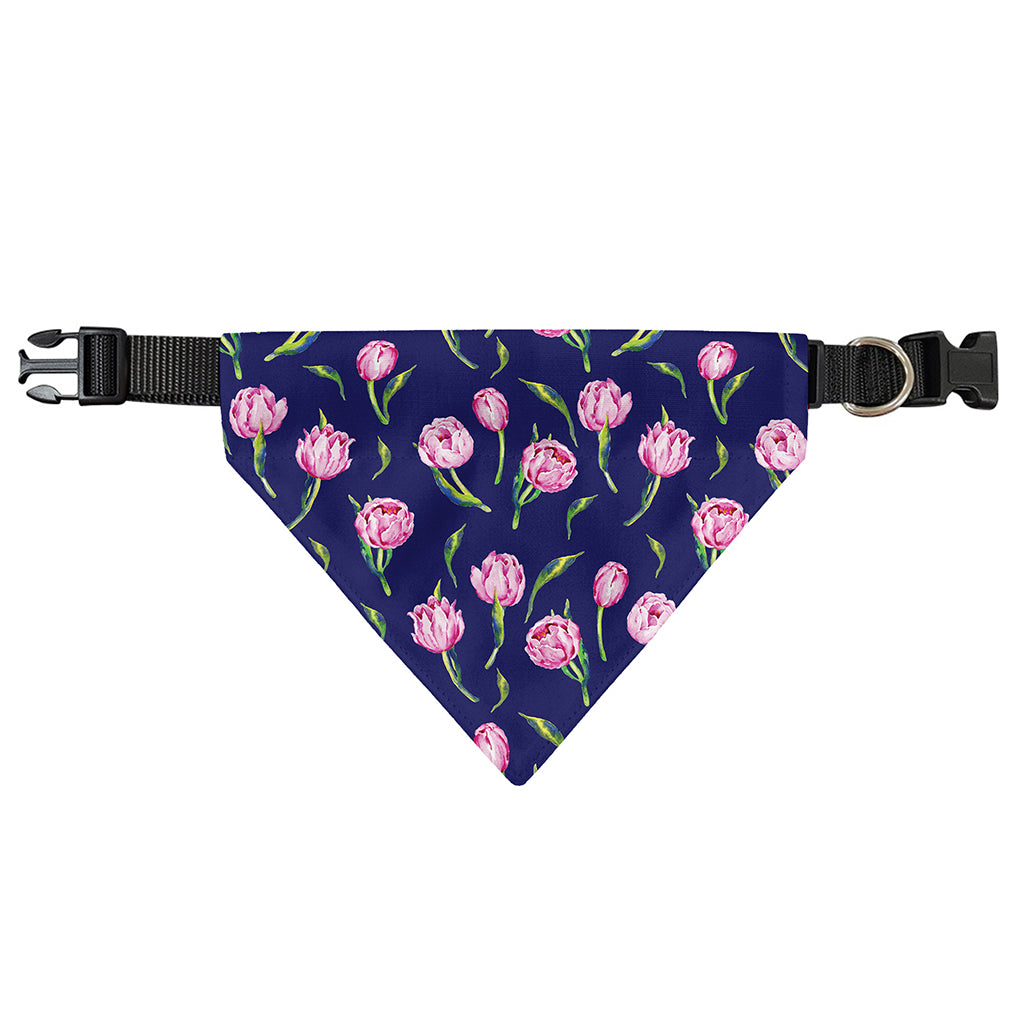 Pink Watercolor Tulip Flower Print Over The Collar Dog Bandana