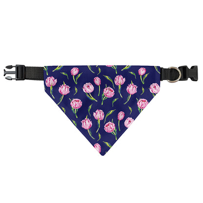 Pink Watercolor Tulip Flower Print Over The Collar Dog Bandana