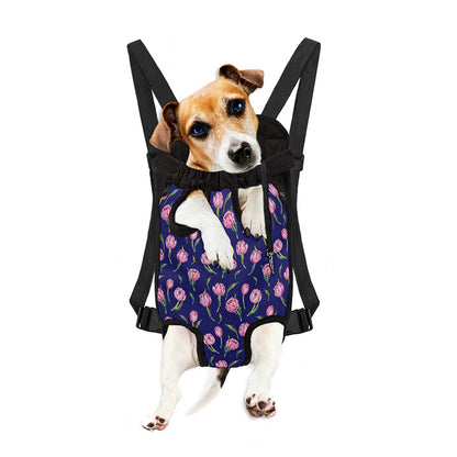 Pink Watercolor Tulip Flower Print Pet Carrier Backpack