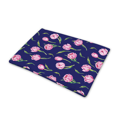 Pink Watercolor Tulip Flower Print Pet Cooling Mat Cover