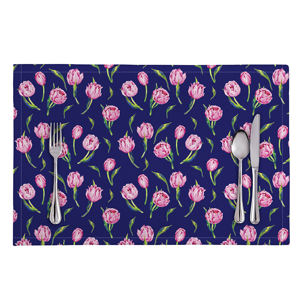 Pink Watercolor Tulip Flower Print Placemat