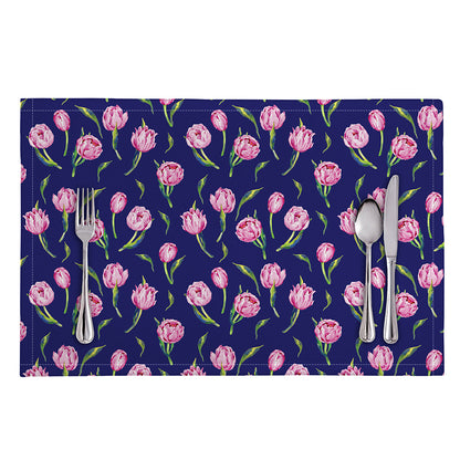 Pink Watercolor Tulip Flower Print Placemat