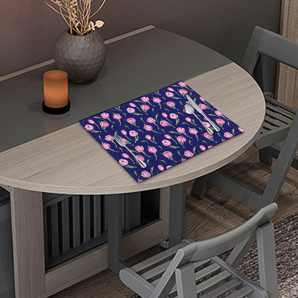 Pink Watercolor Tulip Flower Print Placemat