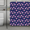 Pink Watercolor Tulip Flower Print Polyester Shower Curtain