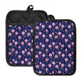 Pink Watercolor Tulip Flower Print Pot Holders With Pocket