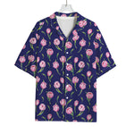 Pink Watercolor Tulip Flower Print Rayon Hawaiian Shirt