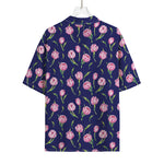 Pink Watercolor Tulip Flower Print Rayon Hawaiian Shirt