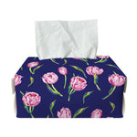 Pink Watercolor Tulip Flower Print Rectangle Tissue Box Cover