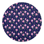 Pink Watercolor Tulip Flower Print Round Blanket