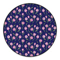 Pink Watercolor Tulip Flower Print Round Floor Mat