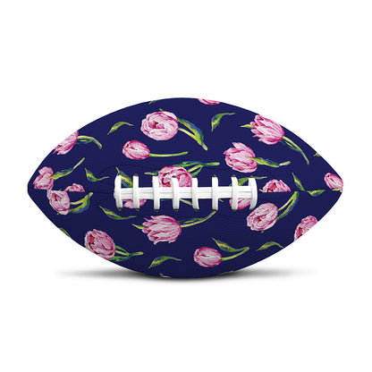 Pink Watercolor Tulip Flower Print Rugby Ball