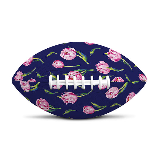 Pink Watercolor Tulip Flower Print Rugby Ball