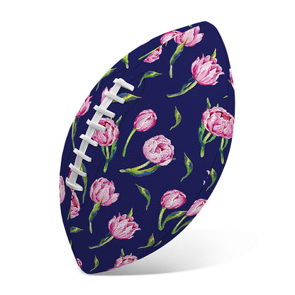 Pink Watercolor Tulip Flower Print Rugby Ball