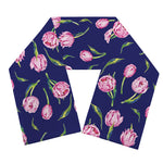 Pink Watercolor Tulip Flower Print Scarf