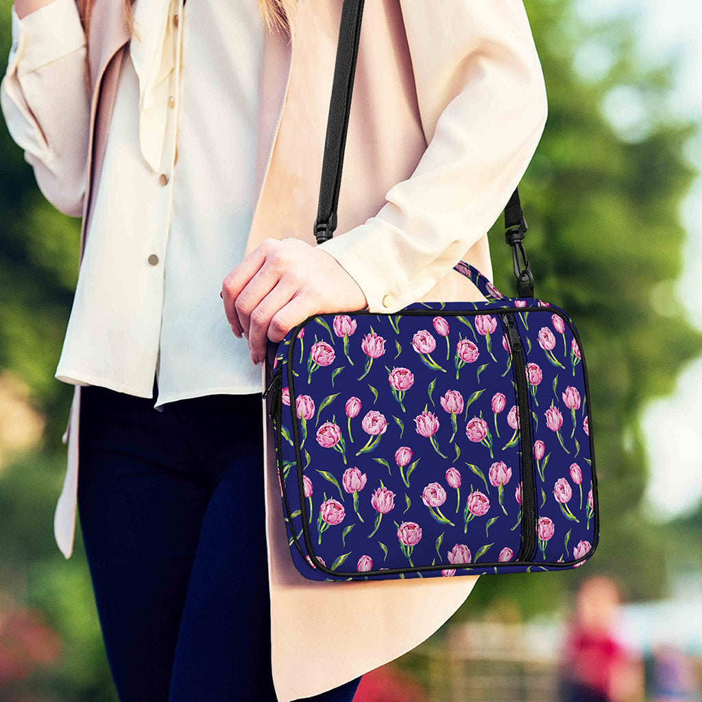 Pink Watercolor Tulip Flower Print Shoulder Strap Bible Bag