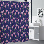 Pink Watercolor Tulip Flower Print Shower Curtain