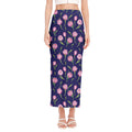 Pink Watercolor Tulip Flower Print Side Slit Maxi Skirt