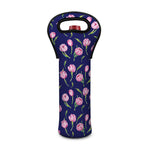 Pink Watercolor Tulip Flower Print Single Neoprene Wine Tote