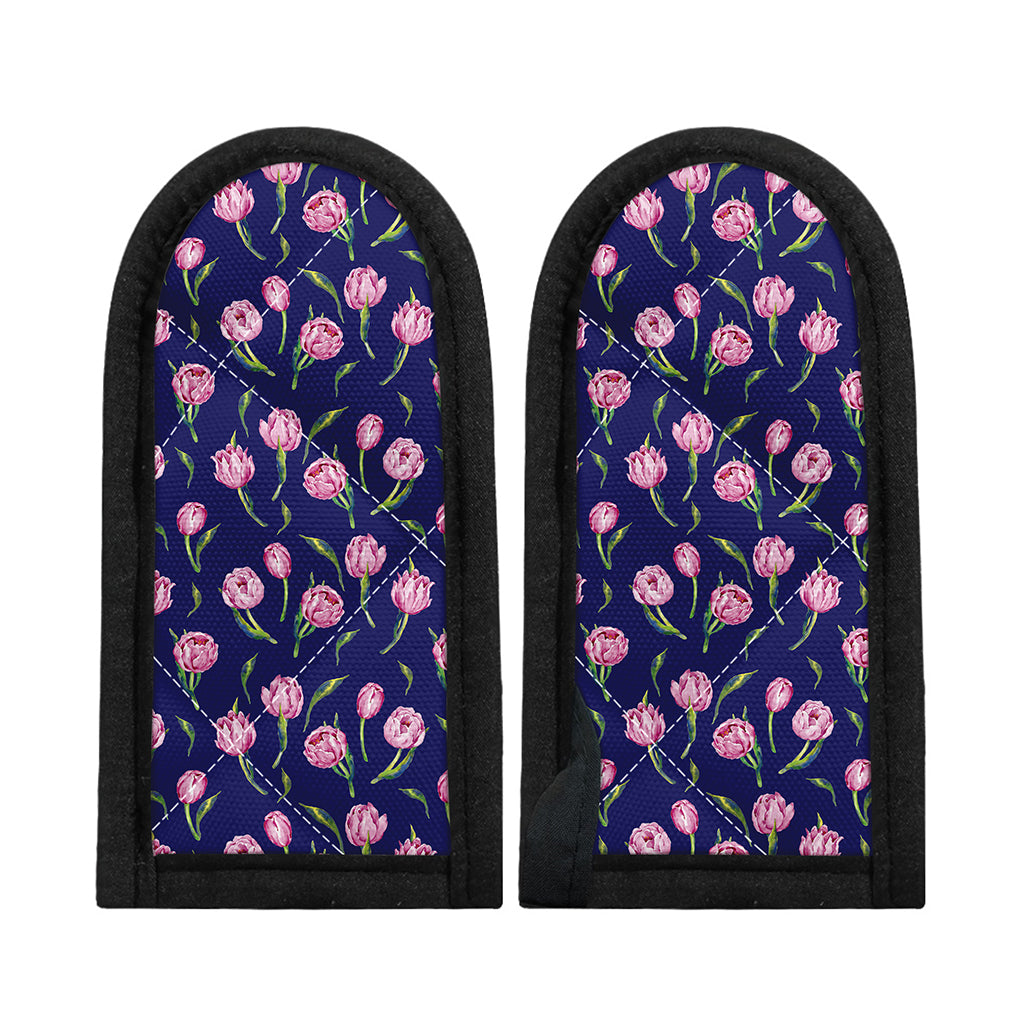 Pink Watercolor Tulip Flower Print Skillet Handle Cover