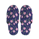 Pink Watercolor Tulip Flower Print Slippers