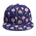 Pink Watercolor Tulip Flower Print Snapback Cap
